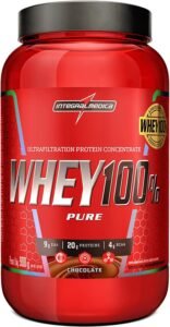 Whey Protein Concentrado Chocolate 100% Pure – 21g de Proteína por Scoop, Suplementação Alimentar Pós-Treino, Fórmula Enriquecida com BCAAs – Pote 900g